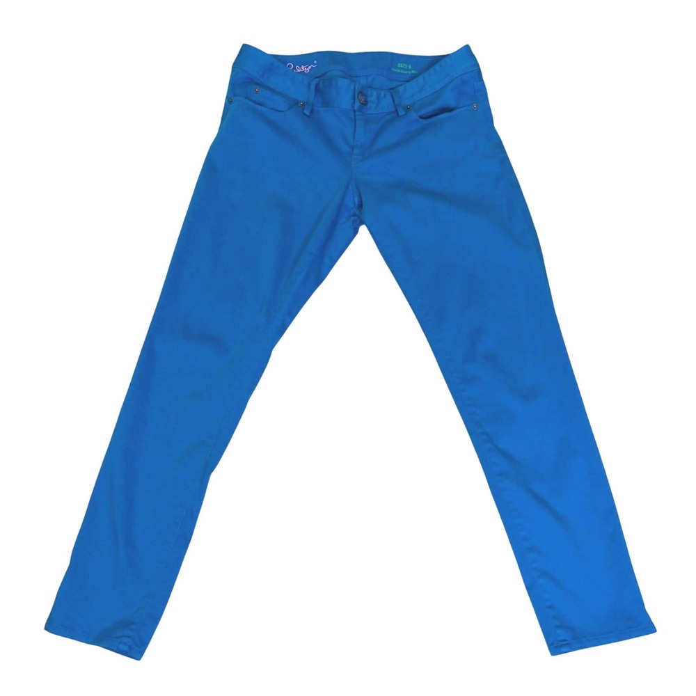 Lilly Pulitzer Worth Skinny Mini Blue Pants Womens Size 6 Slim Fit Cotton Blend